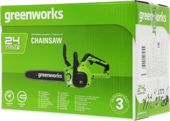 Цепная пила Greenworks G24CS25K2 аккум. дл.шины:10" (25cm) 1аккум. 2Ач ЗУ (2007707UA) от магазина РЭССИ