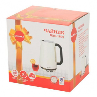 Чайник электрический Supra KES-1801S 1.8л. 1500Вт серебристый/черный (корпус: металл) от магазина РЭССИ