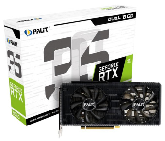 Видеокарта Palit PCI-E 4.0 PA-RTX3050 DUAL NVIDIA GeForce RTX 3050 8192Mb 128 GDDR6 1552/14000 HDMIx1 DPx3 HDCP Ret от магазина РЭССИ
