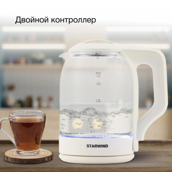 Чайник электрический Starwind SKG1056 1.8л. 2000Вт белый/прозрачный корпус: стекло от магазина РЭССИ