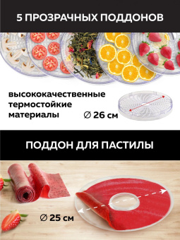 Сушка для фруктов и овощей GFGril GFD-002 6под. 500Вт черный от магазина РЭССИ