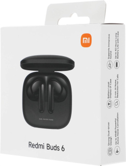 Гарнитура внутриканальные Xiaomi Redmi Buds 6 черный беспроводные bluetooth в ушной раковине (BHR9251GL) от магазина РЭССИ