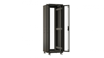 Шкаф серверный Hyperline (TTBR-4261-DD-RAL9004) напольный 42U 600x1000мм пер.дв.перфор. задн.дв.перфор. 2 бок.пан. направл.под закл.гайки 800кг черный 910мм 2055мм IP20 сталь от магазина РЭССИ
