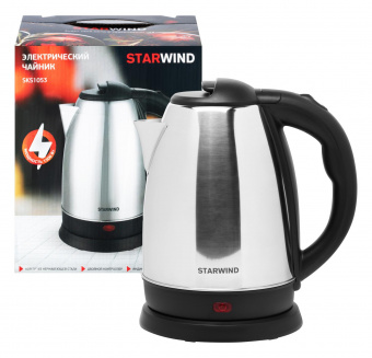 Чайник электрический Starwind SKS1053 1.8л. 1500Вт серебристый/черный (корпус: нержавеющая сталь/пластик) от магазина РЭССИ