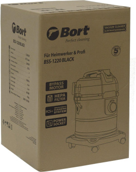 Строительный пылесос Bort BSS-1220 1200Вт (уборка: сухая/влажная) черный от магазина РЭССИ