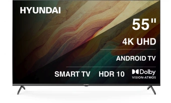 Телевизор LED Hyundai 55" H-LED55BU7009 Android TV Frameless Metal черный 4K Ultra HD 60Hz MEMC DVB-T DVB-T2 DVB-C DVB-S DVB-S2 USB WiFi Smart TV от магазина РЭССИ