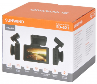 Видеорегистратор SunWind SD-621 черный 2Mpix 1080x1920 1080p 160гр. GPCV1167B от магазина РЭССИ