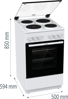 Плита Электрическая Gorenje GE5A21WH белый эмалированный металл (стеклянная крышка) от магазина РЭССИ