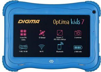Планшет Digma Optima Kids 7 RK3126C (1.2) 4C RAM1Gb ROM16Gb 7" IPS 1024x600 Android 8.1 голубой 2Mpix 0.3Mpix BT WiFi Touch microSD 128Gb minUSB 2500mAh от магазина РЭССИ