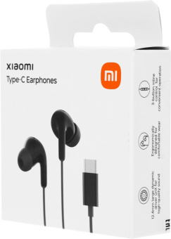 Гарнитура внутриканальные Xiaomi Type-C Earphones 1.25м черный проводные крепление за ухом (BHR8930GL) от магазина РЭССИ