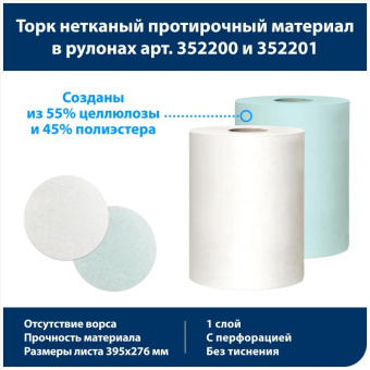 Материал нетканый протирочный TORK Advanced в рулонах арт 352201 1-сл. бирюзовый 25829 от магазина РЭССИ