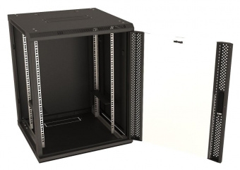 Шкаф коммутационный Hyperline (TWB-1566-GP-RAL9004) настенный 15U 600x600мм пер.дв.стекл 2 бок.пан. 60кг черный IP20 сталь от магазина РЭССИ