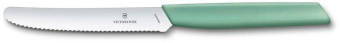 Нож кухонный Victorinox Swiss Modern (6.9006.11W41) стальной столовый для томатов лезв.110мм серрейт. заточка мятный от магазина РЭССИ
