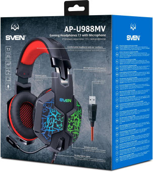 Наушники с микрофоном Sven AP-U988MV черный/красный 2.2м мониторные оголовье от магазина РЭССИ