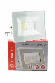 Прожектор ULTRAFLASH LFL-3001  C01 светодиодный, 30Вт, 6500К, IP65 белый от магазина РЭССИ