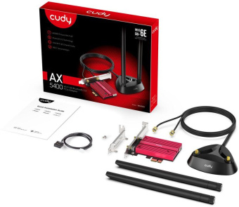 Сетевой адаптер Wi-Fi + Bluetooth Cudy WE4000 АХ5400 PCI Express (ант.внеш.съем) 1ант. от магазина РЭССИ