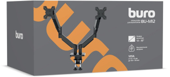 Кронштейн для мониторов ЖК Buro BU-M12 черный 17"-32" макс.10кг крепление к столешнице поворот и наклон от магазина РЭССИ