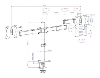Кронштейн для мониторов Arm Media LCD-T04 черный 15"-28" макс.14кг настольный поворот и наклон от магазина РЭССИ
