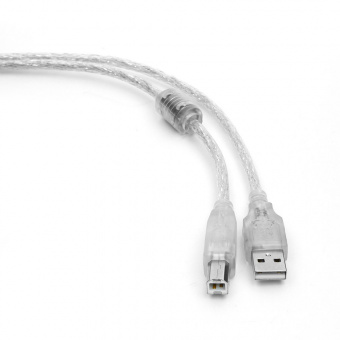 Кабель USB 2.0 Pro Cablexpert CCF-USB2-AMBM-TR-10, AM/BM, 3м, экран, феррит.кольцо, прозрачный, пакет от магазина РЭССИ