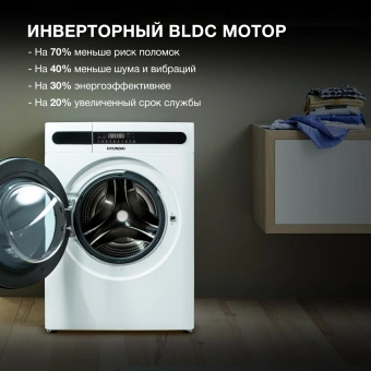 Стиральная машина Hyundai WMD8413 класс: A++ загр.фронтальная макс.:8кг (с сушкой) белый инвертер от магазина РЭССИ