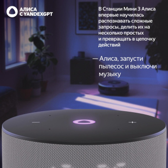 Умная колонка Yandex Станция Мини 3 Алиса серый 12W 1.0 BT/Wi-Fi (YNDX-00027GRY) от магазина РЭССИ