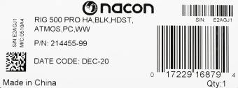 Наушники с микрофоном Nacon черный 1.3м накладные оголовье (RIG500PROHA) от магазина РЭССИ