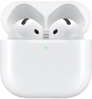 Гарнитура вкладыши Apple A3050,A3053,A3058 AirPods 4 белый беспроводные bluetooth в ушной раковине (MXP63ZA/A) от магазина РЭССИ