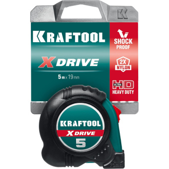 Рулетка KRAFTOOL X-Drive 5м/19мм  с ударостойким обрезиненным корпусом 34122-05-19_z02 от магазина РЭССИ