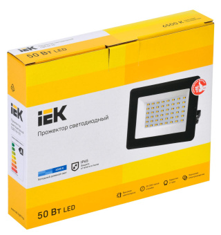 Прожектор уличный IEK СДО LPDO601-50-65-K02 светодиодный 50Втчерный от магазина РЭССИ