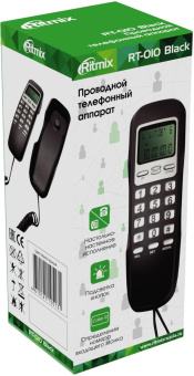 Телефон проводной Ritmix RT-010 черный от магазина РЭССИ