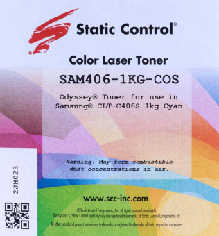 Тонер Static Control SAM406-1KG-COS голубой флакон 1000гр. для принтера Samsung CLP-360/CLX-3300 от магазина РЭССИ