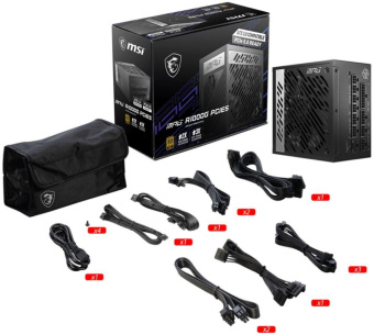 Блок питания MSI ATX 1000W MPG A1000G 80+ gold 24pin APFC 135mm fan 12xSATA Cab Manag RTL от магазина РЭССИ