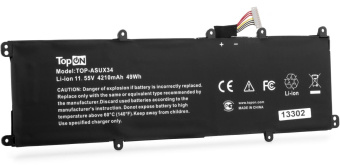 Батарея для ноутбука TopON TOP-ASUX34 11.55V 4210mAh литиево-ионная Asus UX3430UA, UX430UA, UX530UQ, UX530UX (103191) от магазина РЭССИ