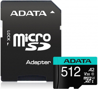 Флеш карта microSDHC 512Gb Class10 A-Data AUSDX512GUI3V30SA2-RA1 Premier Pro + adapter от магазина РЭССИ