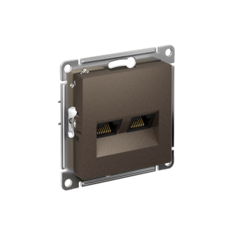 Розетка ATLASDESIGN двойная компьютерная RJ45+RJ45 категория 5E механизм мокко от магазина РЭССИ