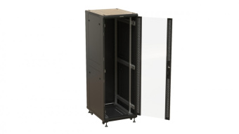 Шкаф серверный Hyperline (TTBR-3268-AS-RAL9004) напольный 32U 600x800мм пер.дв.перфор. задн.дв.спл.стал.лист 2 бок.пан. 1000кг черный 710мм 1610мм IP20 сталь от магазина РЭССИ