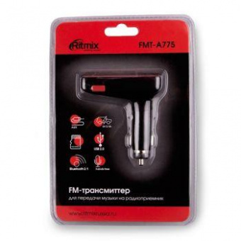 Автомобильный FM-модулятор Ritmix FMT-A775 черный MicroSD BT USB (15119075) от магазина РЭССИ