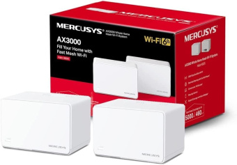 Бесшовный Mesh роутер Mercusys Halo H80X(2-pack) AX3000 10/100/1000BASE-TX компл.:устройство/крепления/адаптер белый (упак.:2шт) от магазина РЭССИ