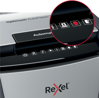 Шредер Rexel Optimum AutoFeed 750X черный с автоподачей (секр.P-4) фрагменты 750лист. 140лтр. скрепки скобы пл.карты от магазина РЭССИ