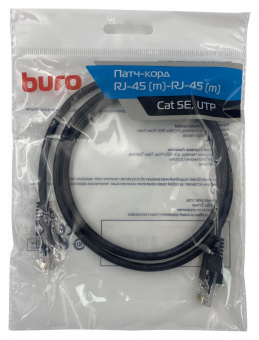 Патч-корд Buro UTP 4 пары cat5E CCA molded 1м черный RJ-45 (m)-RJ-45 (m) от магазина РЭССИ