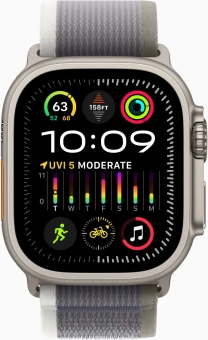 Смарт-часы Apple Watch Ultra 2 A2986 49мм OLED корп.титан Trial loop рем.зеленый/серый разм.брасл.:130-180мм (MRF33LW/A) от магазина РЭССИ