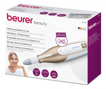 Маникюрно-педикюрный набор Beurer MP64 насадок в компл.:10шт (подсветка) золотистый/белый от магазина РЭССИ