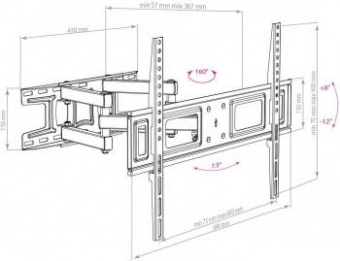 Кронштейн для телевизора Arm Media LCD-418 черный 32"-65" макс.35кг настенный поворотно-выдвижной и наклонный от магазина РЭССИ