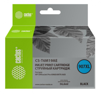 Картридж струйный Cactus CS-T6M19AE №907XL черный (56.6мл) для HP OJP 6950/6960/6970 от магазина РЭССИ