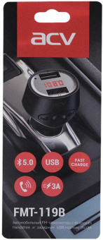 Автомобильный FM-модулятор ACV FMT-119B черный BT USB (37400) от магазина РЭССИ