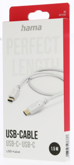 Кабель Hama H-201592 00201592 USB Type-C (m)-USB Type-C (m) 1.5м белый от магазина РЭССИ