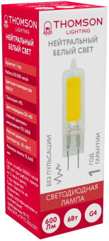 Лампа светодиодная Thomson TH-B4202 6Вт цок.:G4 капсул. 220B 4000K св.свеч.бел.нейт. (упак.:1шт) от магазина РЭССИ