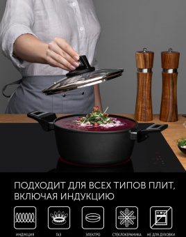 Кастрюля Polaris Graphit 20C 2.2л. d=20см (с крышкой) т.серый от магазина РЭССИ
