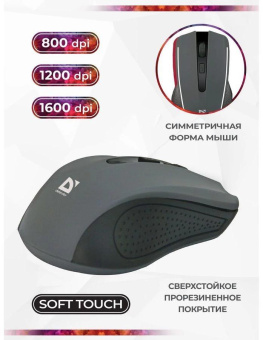 Мышь Defender Accura MM-935 серый оптическая 1600dpi беспров. USB для ноутбука 3but (52936) от магазина РЭССИ