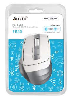 Мышь A4Tech Fstyler FB35 белый/серый оптическая (2000dpi) беспроводная BT/Radio USB для ноутбука (6but) от магазина РЭССИ